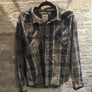 Levi's Blue and Tan Checkered Shirt
